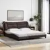 Image de Cadre De Lit Sans Matelas Hvar Marron Foncé 180x200 Cm Tissu Vidaxl