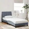 Image de Cadre De Lit Sans Matelas Hanko Gris Foncé 90x190 Cm Velours Vidaxl