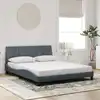 Image de Cadre De Lit Sans Matelas Hanko Gris Foncé 160x200 Cm Velours Vidaxl