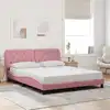 Image de Cadre De Lit Sans Matelas Rose 160x200 Cm Velours Vidaxl
