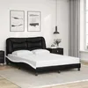 Image de vidaXL Cadre de lit sans matelas Hvar noir et blanc 140x190 cm similicuir 3208000