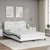 Image de vidaXL Cadre de lit sans matelas Hvar blanc et noir 140x200 cm similicuir 3208008