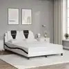 Image de Cadre De Lit Viana Sans Matelas Blanc Et Noir 140x190 Cm Similicuir Vidaxl