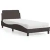 Image de Lit Avec Matelas Dover Marron Foncé 80x200 Cm Tissu Vidaxl