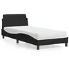 Image de vidaXL Lit avec matelas noir 90x190 cm tissu meuble de chambre à coucher lit simple cadre de lit incurvé sommier lit en 3208306