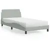 Image de Lit Avec Matelas Dover Gris Clair 100x200 Cm Velours Vidaxl