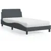 Image de Lit Avec Matelas Dover Gris Foncé 100x200 Cm Velours Vidaxl