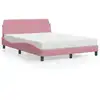 Image de Lit Avec Matelas Dover Rose 140x190 Cm Velours Vidaxl