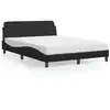 Image de Lit Avec Matelas Dover Noir 140x190 Cm Similicuir Vidaxl