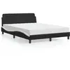 Image de Lit Avec Matelas Dover Noir Et Blanc 140x190 Cm Similicuir Vidaxl