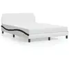 Image de Lit Avec Matelas Dover Blanc Et Noir 140x200 Cm Similicuir Vidaxl