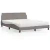 Image de Lit Avec Matelas Dover Taupe 160x200 Cm Tissu Vidaxl
