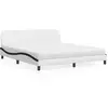 Image de Lit Avec Matelas Dover Blanc Et Noir 180x200 Cm Similicuir Vidaxl