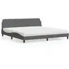 Image de Lit Avec Matelas Dover Gris Foncé 200x200 Cm Tissu Vidaxl