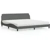 Image de vidaXL Lit avec matelas Dover gris foncé 200x200 cm tissu 3208465