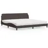 Image de Lit Avec Matelas Dover Marron Foncé 200x200 Cm Tissu Vidaxl