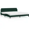 Image de Lit Avec Matelas Dover Vert Foncé 200x200 Cm Velours Vidaxl
