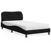 Image de vidaXL Lit avec matelas noir 100x200 cm tissu meuble de chambre à coucher lit simple cadre de lit incurvé sommier lit 3208515