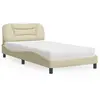 Image de Lit Avec Matelas Hvar Crème 100x200 Cm Tissu Vidaxl