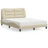 Image de vidaXL Lit avec matelas crème 120x200 cm tissu meuble de chambre à coucher lit double cadre de lit incurvé sommier lit 3208525