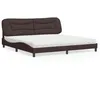 Image de vidaXL Lit avec matelas marron foncé 200x200 cm tissu meuble de chambre à coucher lit double cadre de lit incurvé 3208558