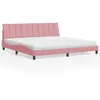 Image de vidaXL Lit avec matelas rose 200x200 cm velours meuble de chambre à coucher lit double cadre de lit incurvé sommier lit 3208621