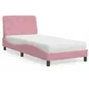 Image de Lit Avec Matelas Rose 90x190 Cm Velours Vidaxl
