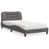 Image de Lit Avec Matelas Hvar Gris 100x200 Cm Similicuir Vidaxl