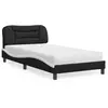 Image de Lit Avec Matelas Hvar Noir Et Blanc 100x200 Cm Similicuir Vidaxl