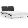 Image de Lit Avec Matelas Zadar Blanc Et Noir 140x190 Cm Similicuir Vidaxl