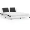 Image de Lit Avec Matelas Zadar Blanc Et Noir 180x200 Cm Similicuir Vidaxl