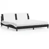 Image de Lit Avec Matelas Zadar Noir Et Blanc 200x200 Cm Similicuir Vidaxl