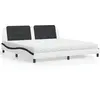 Image de Lit Avec Matelas Zadar Blanc Et Noir 200x200 Cm Similicuir Vidaxl