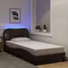 Image de Cadre De Lit Avec Led Sans Matelas Hvar Marron Foncé 80x200 Cm Tissu Vidaxl