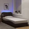 Image de Cadre De Lit Avec Led Sans Matelas Hvar Marron Foncé 90x190 Cm Tissu Vidaxl