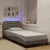 Image de Cadre De Lit Avec Led Sans Matelas Hvar Taupe 90x190 Cm Tissu Vidaxl