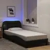 Image de Cadre De Lit Avec Led Sans Matelas Hvar Noir 90x200 Cm Tissu Vidaxl
