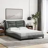 Image de Cadre De Lit Avec Led Sans Matelas Hvar Gris Fonc © 120x200 Cm Tissu Vidaxl