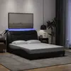 Image de Cadre De Lit Avec Led Sans Matelas Hvar Noir 120x200 Cm Tissu Vidaxl