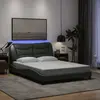 Image de Cadre De Lit Avec Led Sans Matelas Hvar Gris Foncé 140x190 Cm Tissu Vidaxl