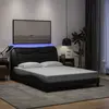 Image de Cadre De Lit Avec Led Sans Matelas Hvar Noir 140x200 Cm Tissu Vidaxl
