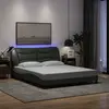 Image de Cadre De Lit Avec Led Sans Matelas Hvar Gris Foncé 160x200 Cm Tissu Vidaxl