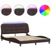 Image de Cadre De Lit Avec Led Sans Matelas Hvar Marron Foncé 160x200cm Tissu Vidaxl
