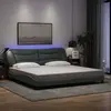 Image de Cadre De Lit Avec Led Sans Matelas Hvar Gris Clair 200x200 Cm Tissu Vidaxl