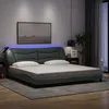 Image de vidaXL Cadre de lit avec LED sans matelas Hvar gris clair 200x200 cm tissu 3213725