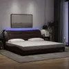Image de Cadre De Lit Avec Led Sans Matelas Hvar Marron Foncé 200x200cm Tissu Vidaxl