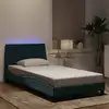Image de Cadre De Lit Avec Led Sans Matelas Hanko Vert Foncé 100x200cm Velours Vidaxl