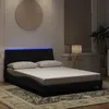 Image de vidaXL Cadre de Lit avec Lumières LED Lit Rembourré avec Sommier à Lattes Lit Double Lit Adulte Moderne Noir 140x190 cm 3213777