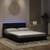 Image de Cadre De Lit Avec Led Sans Matelas Hanko Noir 160x200 Cm Velours Vidaxl