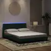 Image de Cadre De Lit Avec Led Sans Matelas Hanko Vert Foncé 160x200 Cm Velours Vidaxl